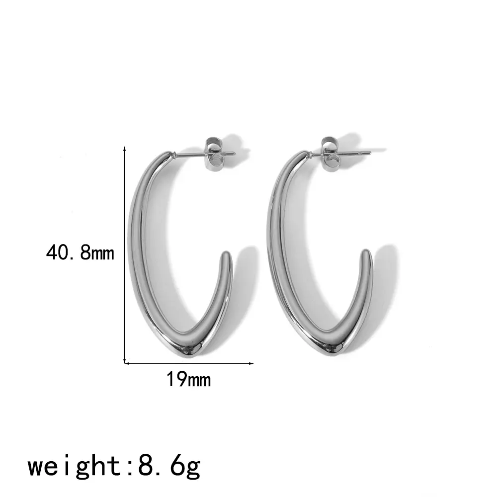 1 Pair Simple Chic C Shape Stainless Steel 18K Gold Plated Ladies Stud Earrings Picture2